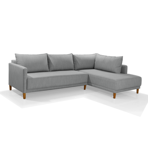 Sofá Com Chaise Direito Larimar Linho Cinza Redenobre