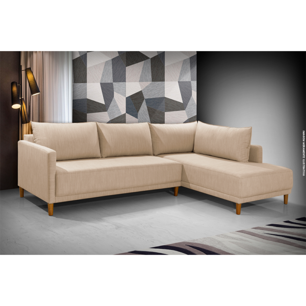 Sofá Com Chaise Direito Larimar Linho Bege Redenobre - Image 2