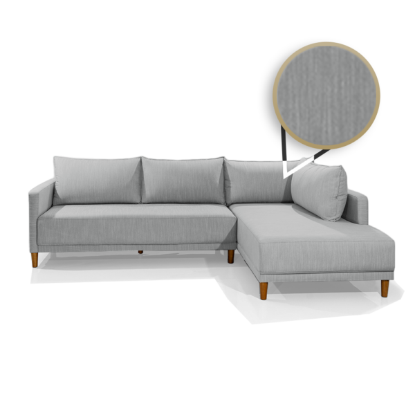 Sofá Com Chaise Direito Larimar Linho Cinza Redenobre - Image 4