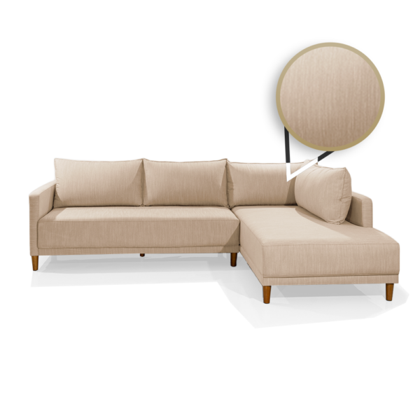 Sofá Com Chaise Direito Larimar Linho Bege Redenobre - Image 4