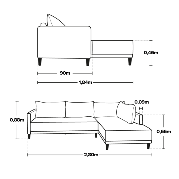 Sofá Com Chaise Direito Larimar Linho Cinza Redenobre - Image 5