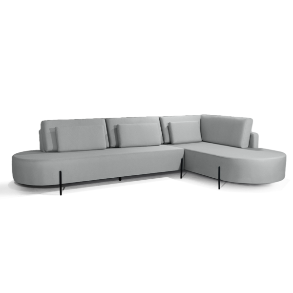 Sofá Com Chaise Direito Austrália Linho Cinza Claro Redenobre