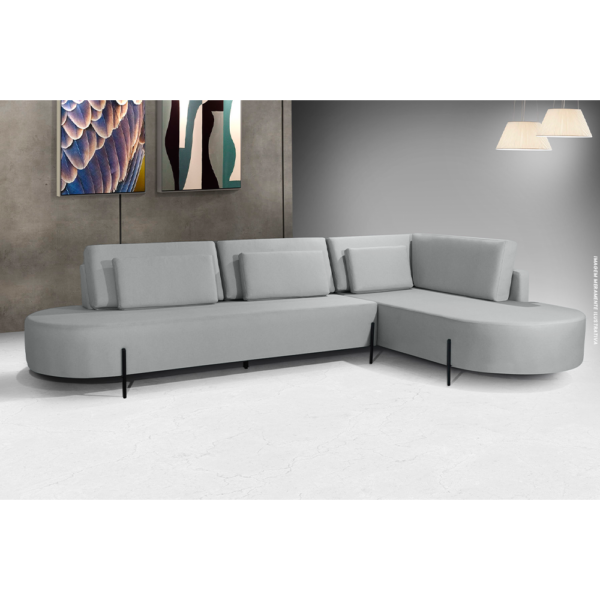 Sofá Com Chaise Direito Austrália Linho Cinza Claro Redenobre - Image 2