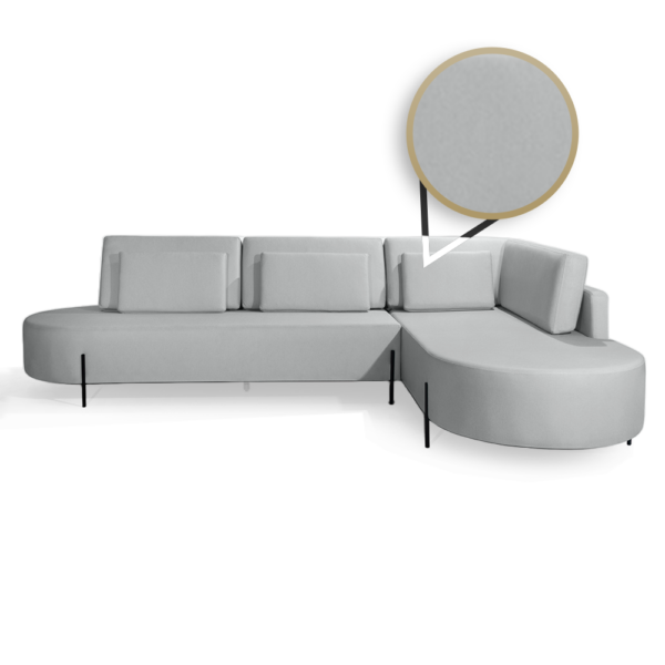 Sofá Com Chaise Direito Austrália Linho Cinza Claro Redenobre - Image 4