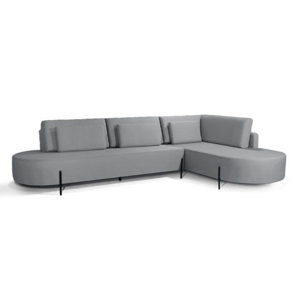 Sofá Com Chaise Direito Austrália Linho Cinza Redenobre