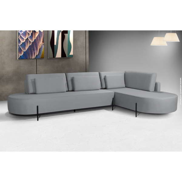 Sofá Com Chaise Direito Austrália Linho Cinza Redenobre - Image 2