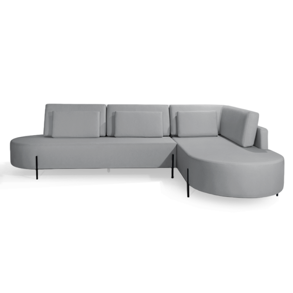 Sofá Com Chaise Direito Austrália Linho Cinza Redenobre - Image 4