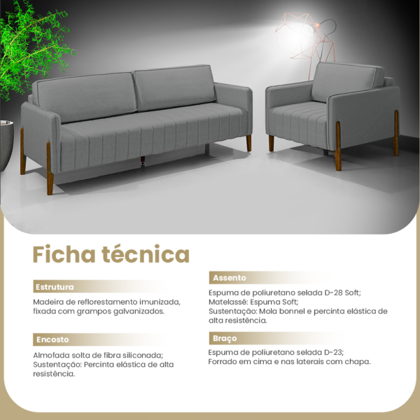 Sofá Painita Linho Cinza Redenobre - Image 7