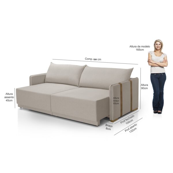 Sofá Cama Mônaco Bege Retrátil Redenobre - Image 11