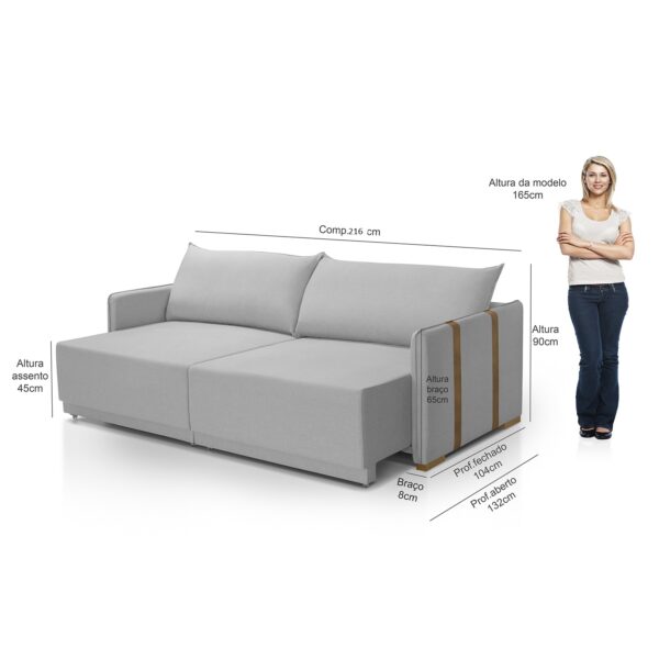 Sofá Cama Mônaco Cinza Claro Retrátil Redenobre - Image 11
