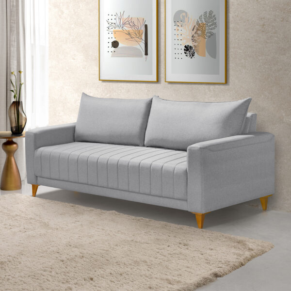 Sofá Fixo Para Sala 2 Lugares Alaska 192 Cm Cinza Claro  RedeNobre