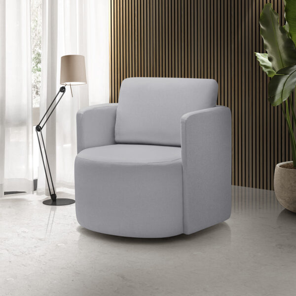 Poltrona para Sala de Estar Dakota Cinza Claro Decorativa Giratória Redenobre