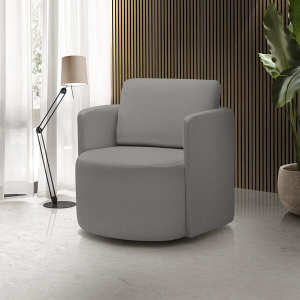 Poltrona para Sala de Estar Dakota Decorativa Pés Madeira Cinza Escuro Redenobre
