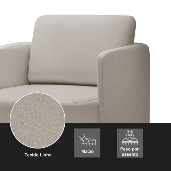 Poltrona para Sala de Estar Dakota Decorativa Bege Pés Giratório Redenobre - Image 3