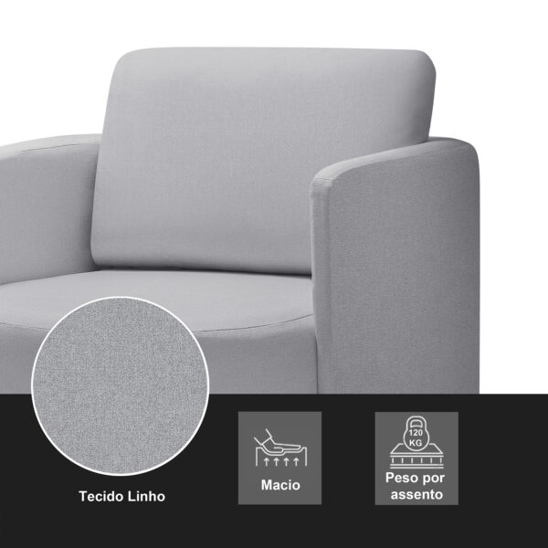 Poltrona para Sala de Estar Dakota Cinza Claro Decorativa Giratória Redenobre - Image 3