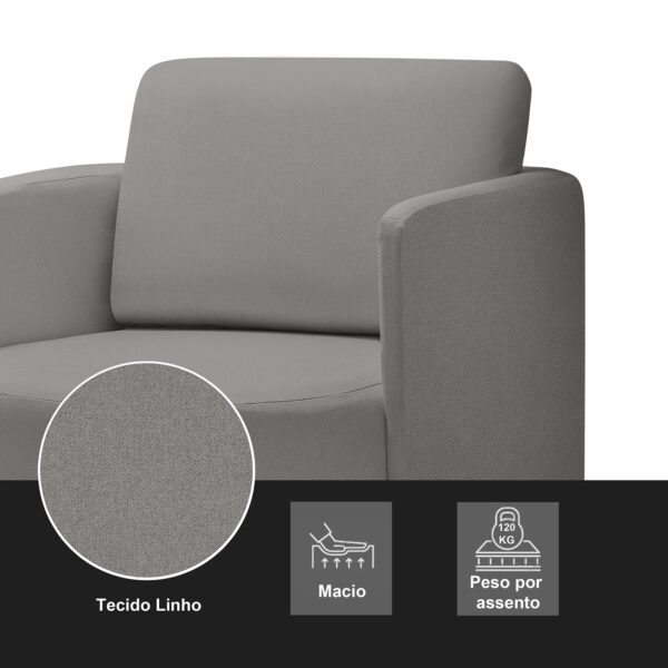 Poltrona para Sala de Estar Dakota Decorativa Pés Madeira Cinza Escuro Redenobre - Image 3