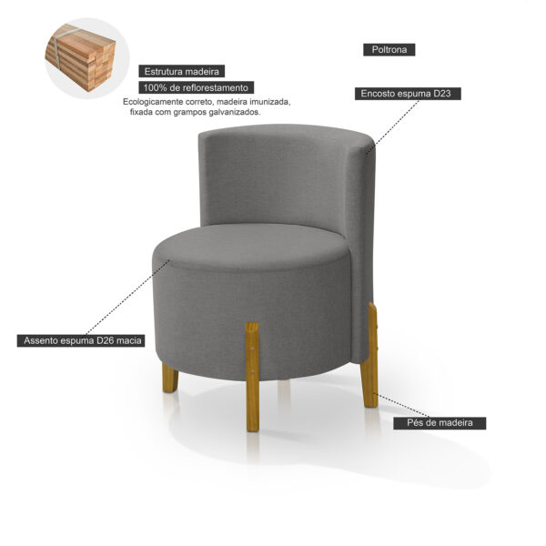 Kit 2 Poltronas Verona Orgânica Retro Cinza Escuro Redenobre - Image 4