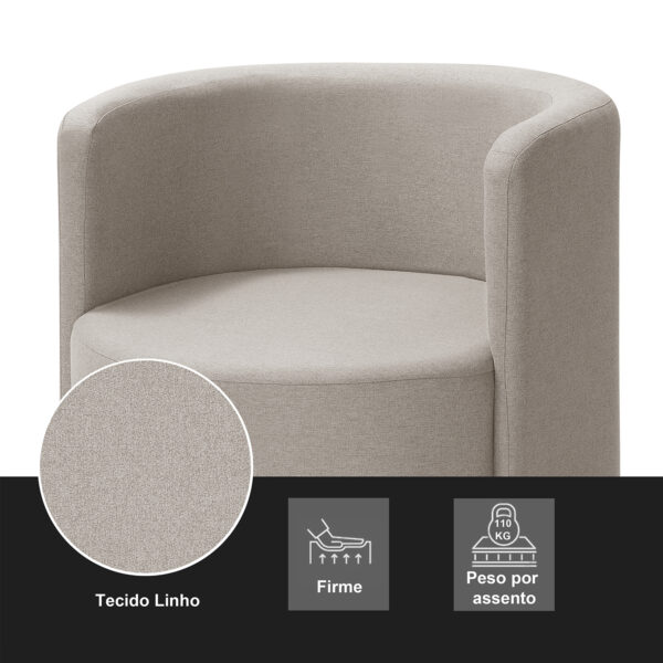 Poltrona para Sala de Estar Orgânica Califórnia Bege Pés de Ferro - Redenobre - Image 4