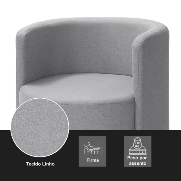 Poltrona para Sala de Estar Orgânica Califórnia Cinza Claro Pês de Ferro - Redenobre - Image 4