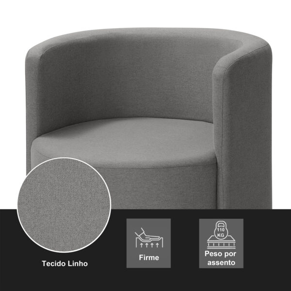 Poltrona para Sala de Estar Orgânica Califórnia Cinza Escuro Pês de Ferro  - Redenobre - Image 4