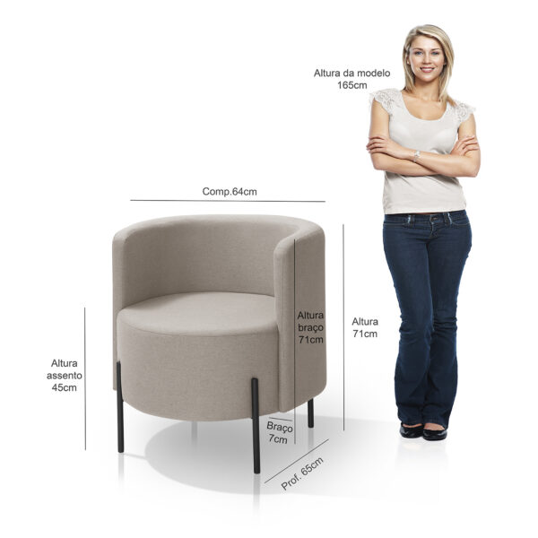 Poltrona para Sala de Estar Orgânica Califórnia Bege Pés de Ferro - Redenobre - Image 6