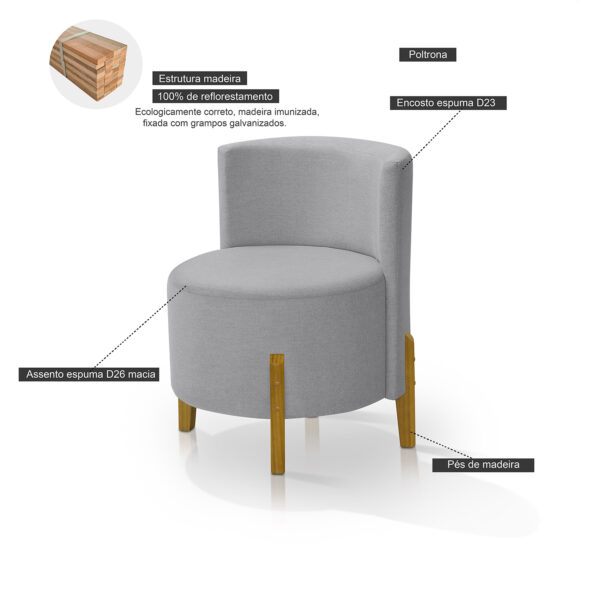 Kit 2 Poltronas Verona Orgânica Retro Cinza Claro Redenobre - Image 4