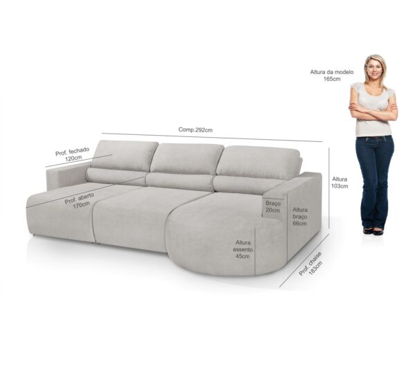 Sofá Orgânico Encantus 3 lugares Para Sala 2,92 cm Bege Redenobre - Image 5
