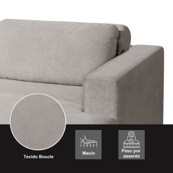 Sofá Orgânico Encantus 3 lugares Para Sala 2,92 cm Cappuccino Redenobre - Image 5