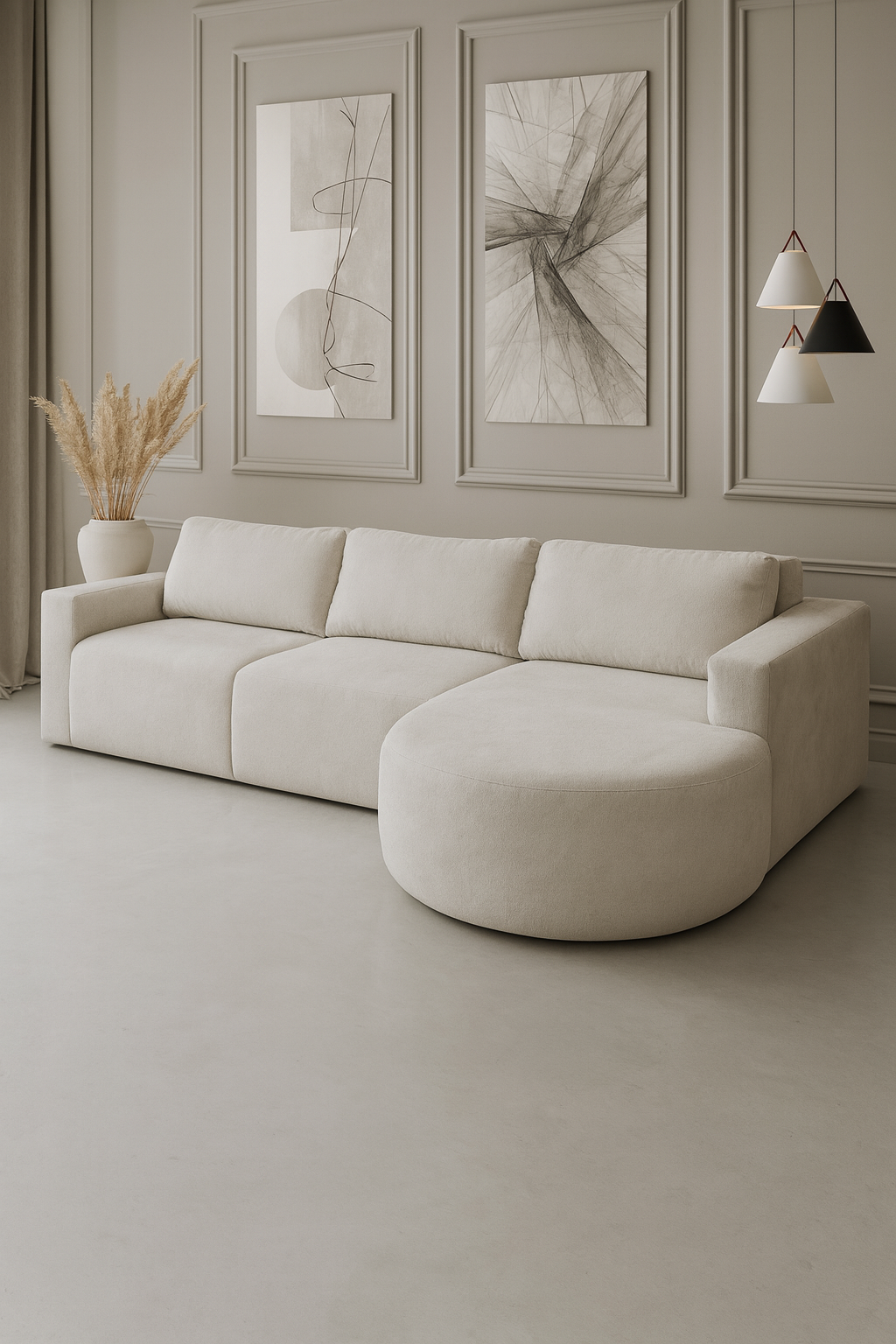 Sofá Orgânico Encantus 3 lugares Para Sala 2,92 cm Bege Redenobre