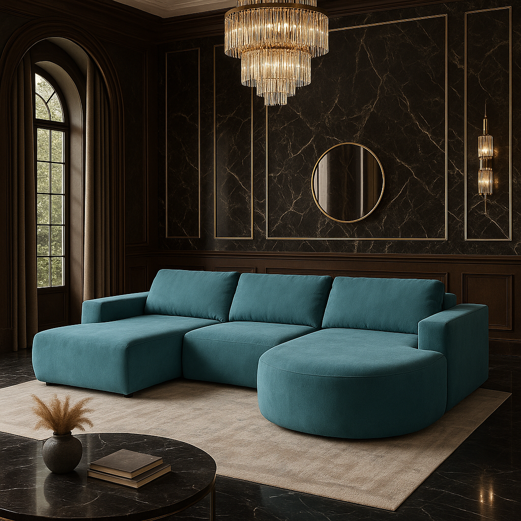 Sofá Orgânico Encantus 3 lugares Para Sala 2,92 cm Azul Redenobre - Imagem 8