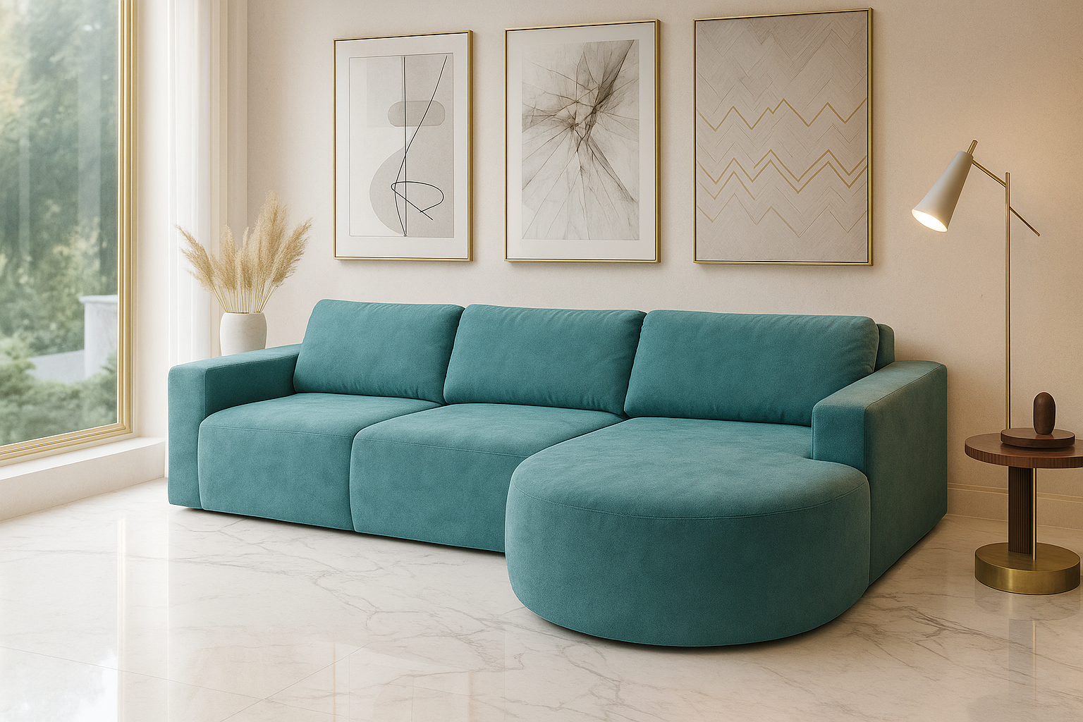 Sofá Orgânico Encantus 3 lugares Para Sala 2,92 cm Azul Redenobre - Imagem 7