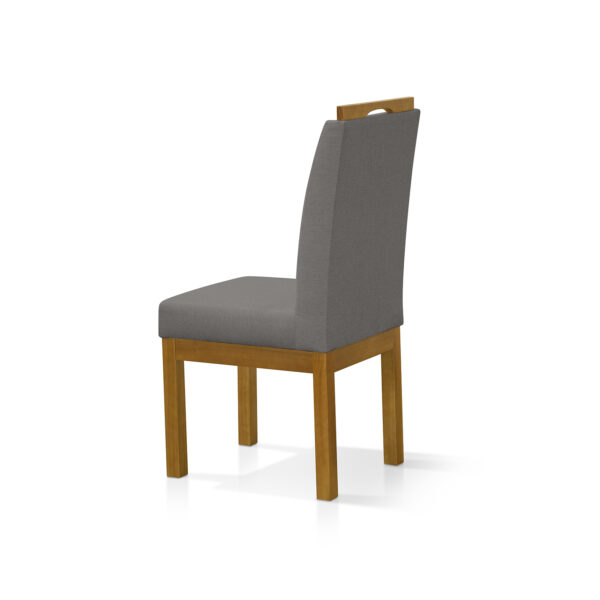 Conjunto 2 Cadeira Blend para Sala de Jantar Linho Cinza Escuro Pés Madeira Maciça Redenobre - Image 3