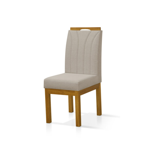 Conjunto 2 Cadeira Blend para Sala de Jantar Linho Bege Claro  Pés Madeira Maciça Redenobre - Image 2