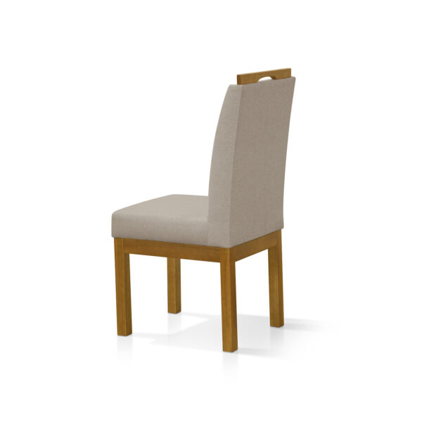 Conjunto 2 Cadeira Blend para Sala de Jantar Linho Bege Claro  Pés Madeira Maciça Redenobre - Image 3
