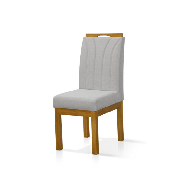 Conjunto 2 Cadeira Blend para Sala de Jantar Linho Cinza Claro Pés Madeira Maciça Redenobre - Image 2