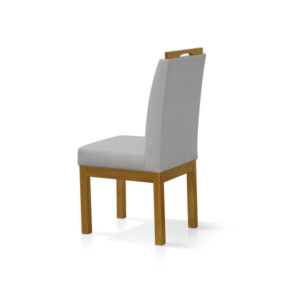 Conjunto 2 Cadeira Blend para Sala de Jantar Linho Cinza Claro Pés Madeira Maciça Redenobre - Image 3